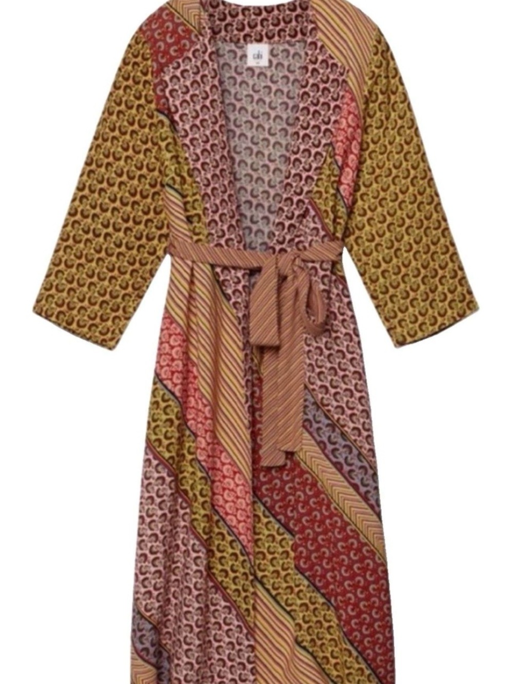CAbi Poet Jacket 5664 Patchwork Boho Duster Kimono Belted Pockets XS